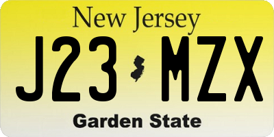 NJ license plate J23MZX
