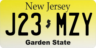NJ license plate J23MZY