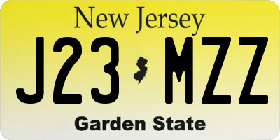 NJ license plate J23MZZ