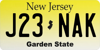 NJ license plate J23NAK