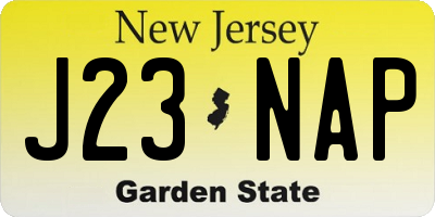 NJ license plate J23NAP