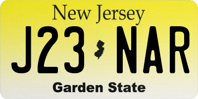 NJ license plate J23NAR