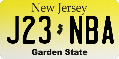 NJ license plate J23NBA