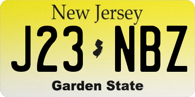 NJ license plate J23NBZ