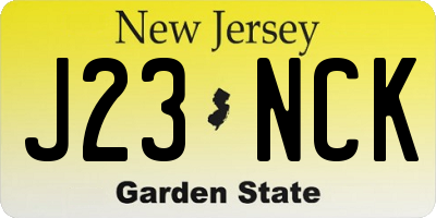 NJ license plate J23NCK
