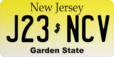 NJ license plate J23NCV