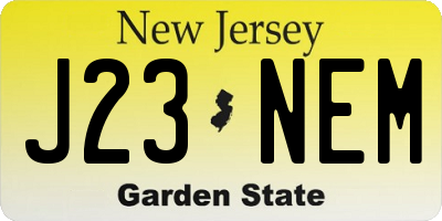 NJ license plate J23NEM