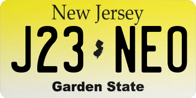 NJ license plate J23NEO