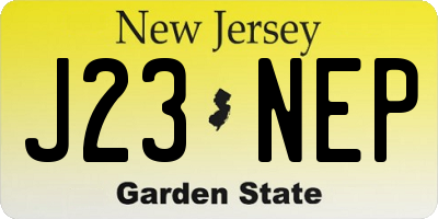 NJ license plate J23NEP