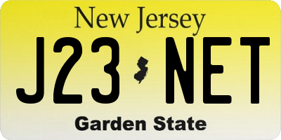NJ license plate J23NET