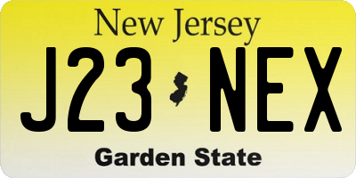 NJ license plate J23NEX