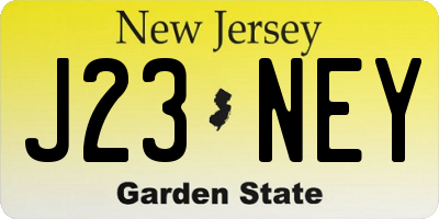 NJ license plate J23NEY