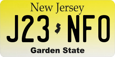 NJ license plate J23NFO