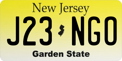 NJ license plate J23NGO