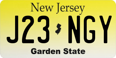 NJ license plate J23NGY