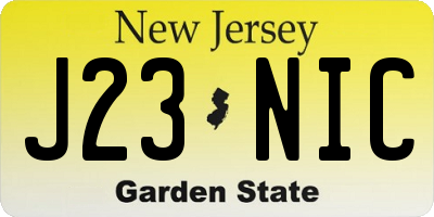 NJ license plate J23NIC