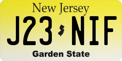 NJ license plate J23NIF