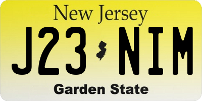 NJ license plate J23NIM