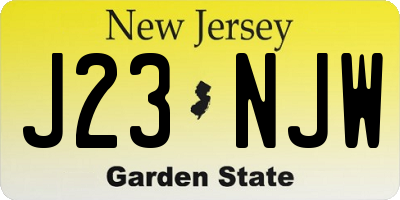 NJ license plate J23NJW