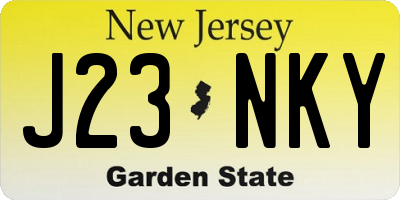 NJ license plate J23NKY