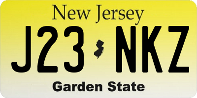 NJ license plate J23NKZ