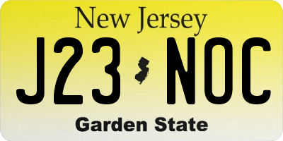 NJ license plate J23NOC