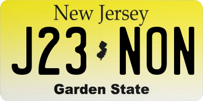 NJ license plate J23NON