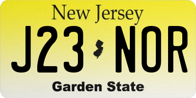 NJ license plate J23NOR