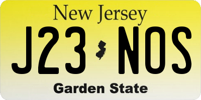 NJ license plate J23NOS