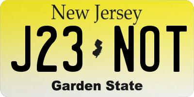 NJ license plate J23NOT