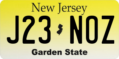 NJ license plate J23NOZ
