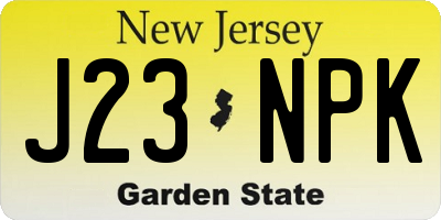 NJ license plate J23NPK