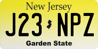 NJ license plate J23NPZ