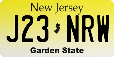 NJ license plate J23NRW