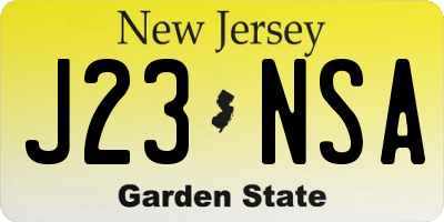 NJ license plate J23NSA