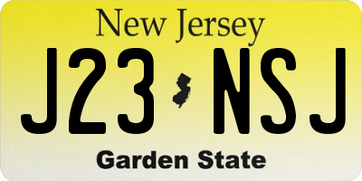 NJ license plate J23NSJ