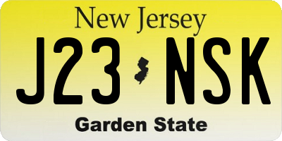 NJ license plate J23NSK