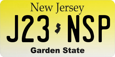 NJ license plate J23NSP