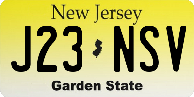 NJ license plate J23NSV