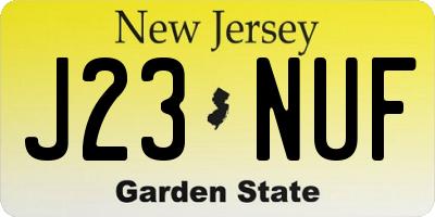 NJ license plate J23NUF