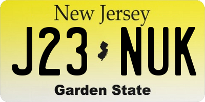 NJ license plate J23NUK