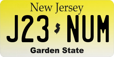 NJ license plate J23NUM