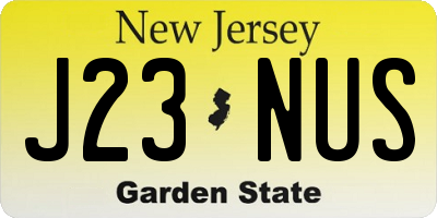 NJ license plate J23NUS
