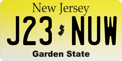 NJ license plate J23NUW