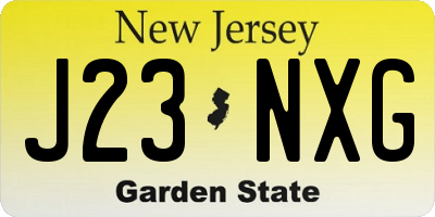 NJ license plate J23NXG