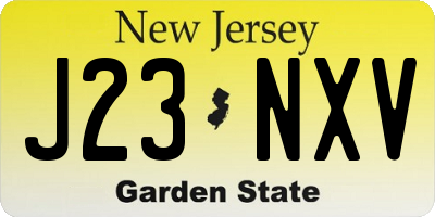 NJ license plate J23NXV