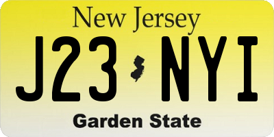 NJ license plate J23NYI