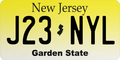 NJ license plate J23NYL