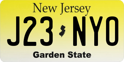 NJ license plate J23NYO