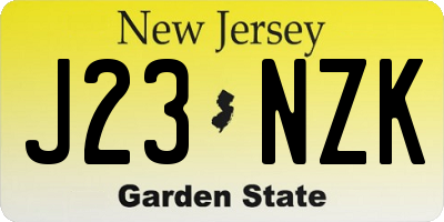 NJ license plate J23NZK